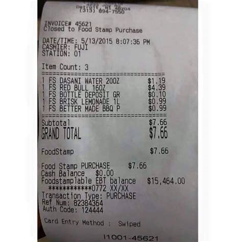 Receipt Shows a $15,464 Food Stamp Balance | Snopes.com