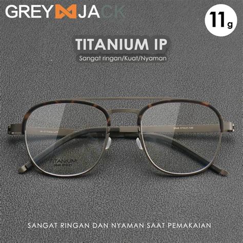 Jual Grey Jack Frame Kacamata Bahan Titanium Model Kotak Aviator Ringan