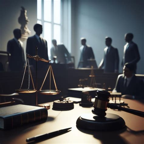 Premium Ai Image Dramatic Courtroom Scene With Silhouetted Figures