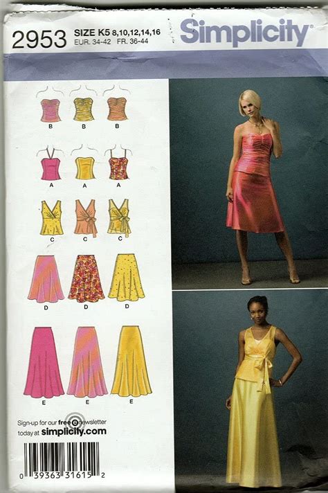 Amazon SIMPLICITY PATTERN 2953 MISSES EVENING TOPS AND SKIRTS