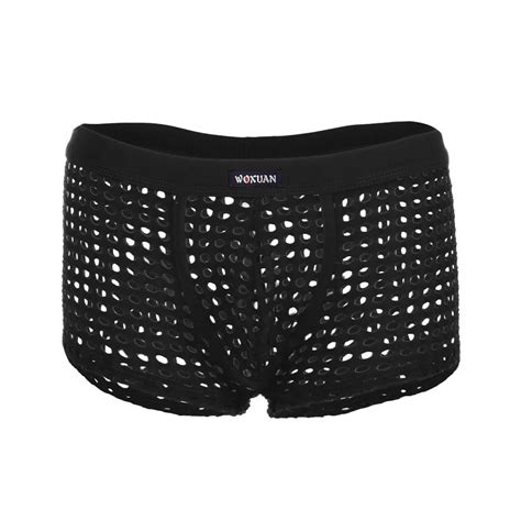 Mens Boxer Underwear Breathable Mesh Briefs Shorts Sexy Gay Penis