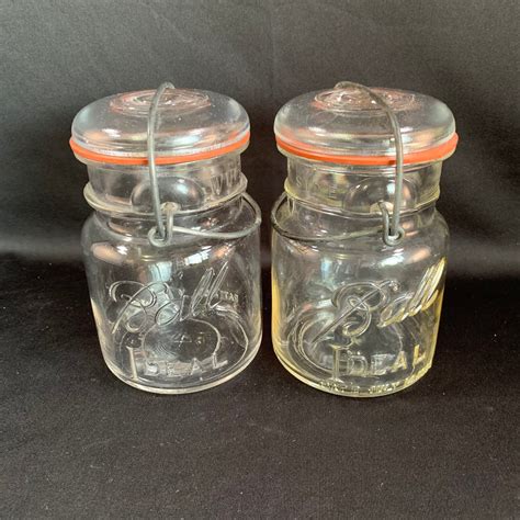 2 Vintage Ball Clamp Lid Mason Jars With Glass Lids Original Etsy