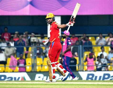 PBKS captain Shikhar Dhawan celebrates his half-century during the IPL 2023