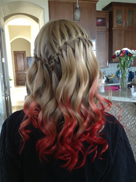 Blonde Hair With Red Dip Dye