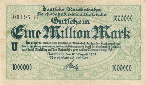 Deutsches Reich Weimarer Republik Million Mark