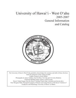 Fillable Online uhwo hawaii 2005-2007 Catalog - University of Hawai'i - West O'ahu - uhwo hawaii ...