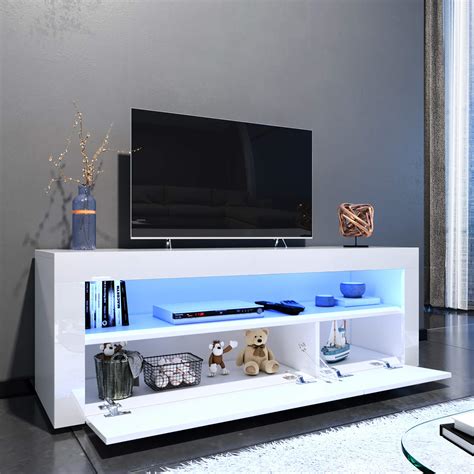 Buy Elegant Mm Led Tv Cabinet Modern White Gloss Tv Stand With