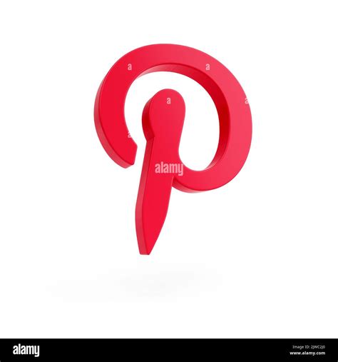 Pinterest Realistic 3d Social Media Logo Floating Isolated On A White