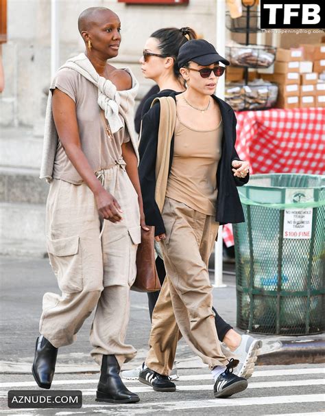 Zoe Kravitz Sexy Seen Braless Flaunting Her Hot Tits Out With A Friend In NYC AZNude