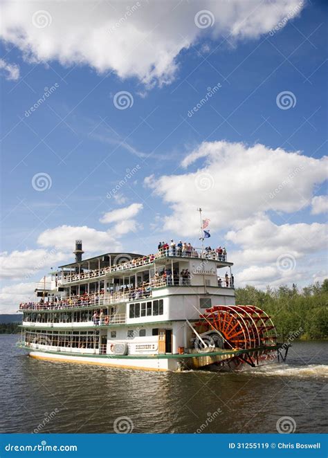 Sternwheeler Riverboat Paddle Steamer Vessel Moves Tourists Down