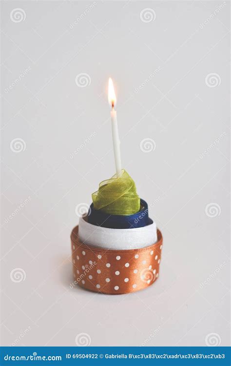 Birthday Cake With One Candle Stock Photo Image Of Flame Decorative