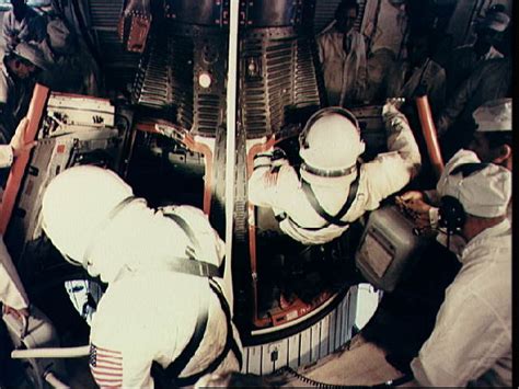 Gemini Prime Crew At Pad Entering The Gemini Capsule