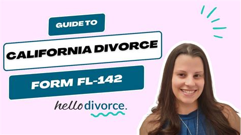 California Divorce Understanding Form Fl 142 Schedule Of Assets And Debts Youtube