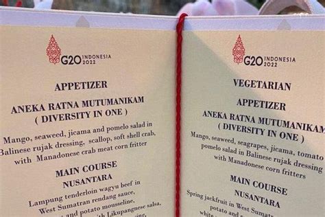 Foto Ini Menu Makan Malam Para Pemimpin Negara G20 Di Bali Sajian