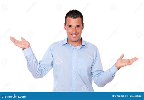 Handsome Young Man Holding Out His Hands Stock Photo Image Of