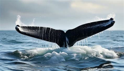 A Whales Tail On Seawater With A Spray Premium Ai Generated Image