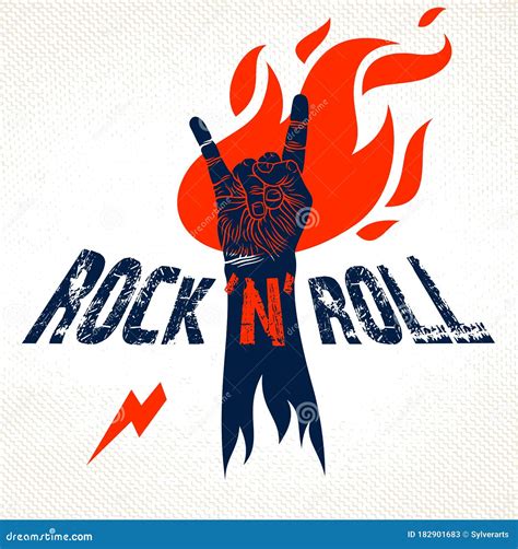 Sinal De Rock On Fire Hot Music Rock And Roll Gesture In Flames Hard