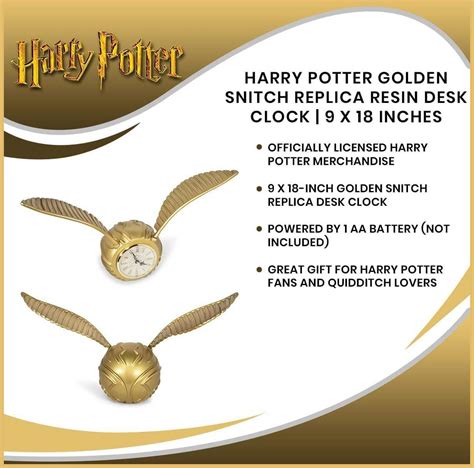 Harry Potter Golden Snitch Replica Resin Desk Clock 9 X 18 Inches