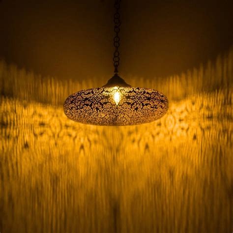 Suspended Light Fixture Moroccan Brass Lamp Artisanal Suspension