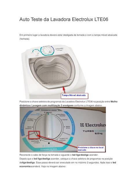 PDF Auto Teste Da Lavadora Electrolux LTE06 DOKUMEN TIPS