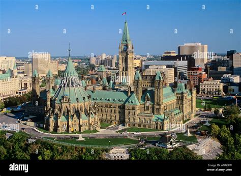 Aerial Of Parliament Hill Hull Ottawa Ontario Canada Stock Photo