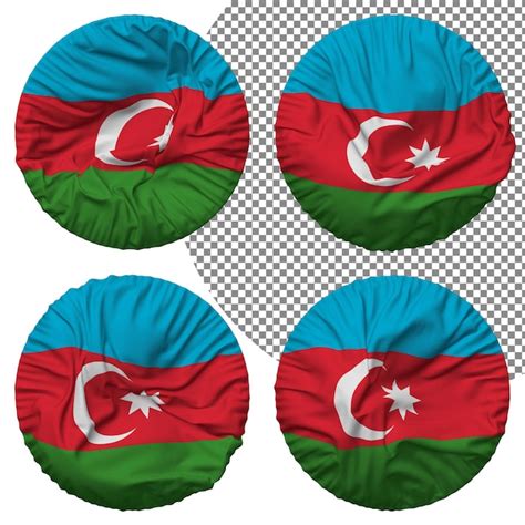 Bandera De Azerbaiy N Forma Redonda Aislada Diferentes Estilos De