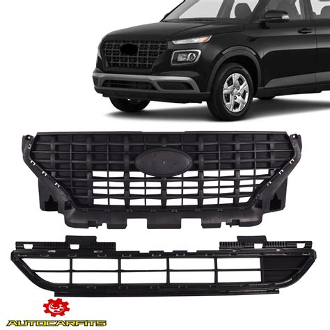 For Hyundai Venue Matte Black Front Bumper Upper Lower