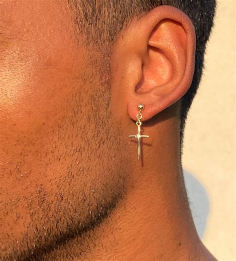 Dangle Cross Earrings For Men