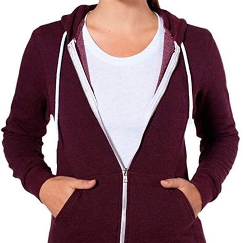 American Apparel Burgundy Zip Up Hoodie Sweater Size Xs Sweater Hoodie Sweater Sizes American