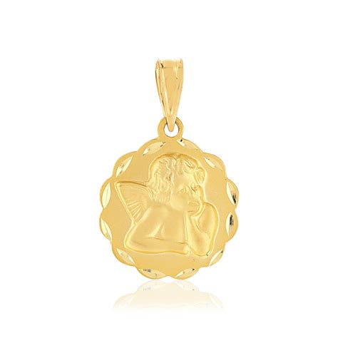 Médaille or 750 jaune ange bord diamanté MATY