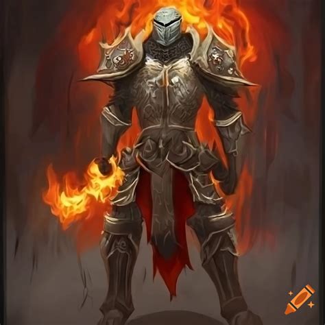 Image Of A Genasi Knight With Fiery Armor On Craiyon