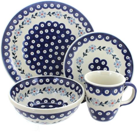 Amazon Blue Rose Polish Pottery Blue Violet Piece Dinner Set