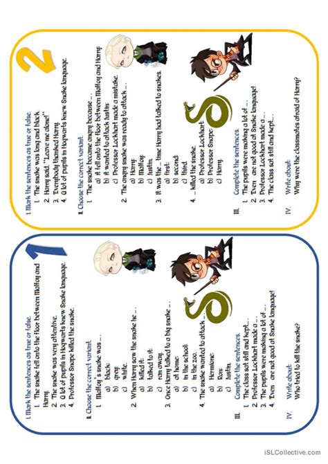 Wizard Duel Harry Potter Vs Draco English Esl Worksheets Pdf Doc