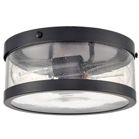 Farmhouse Black Metal Drum Ceiling Light 2 Lights Claxy