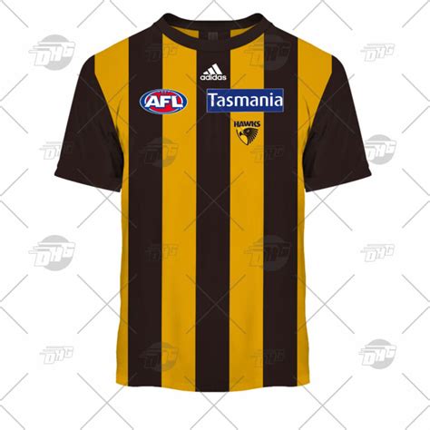 Afl Hawthorn Hawks Custom Name Number 2022 Home Guernsey T Shirt