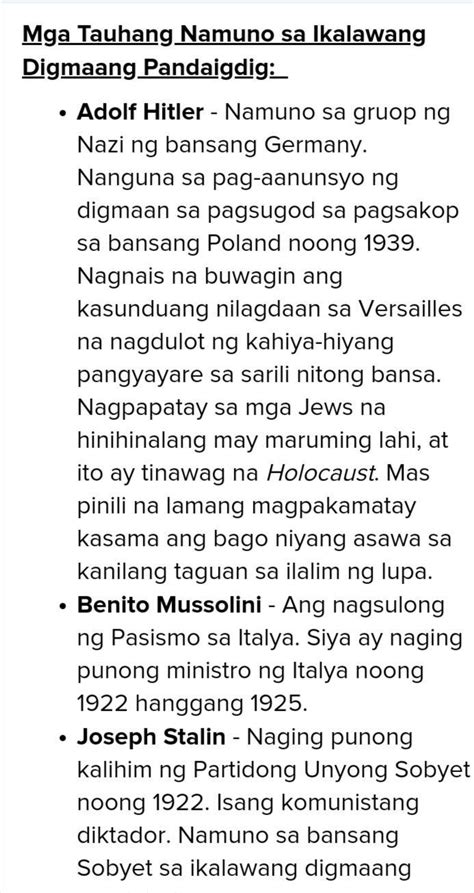 Mga Personalidad Na Sangkot Sa Ikalawang Digmaang Pandaigdig Brainly Ph