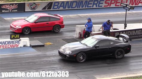 Toyota Supra On Drag Slicks Vs Built Honda Crx Youtube