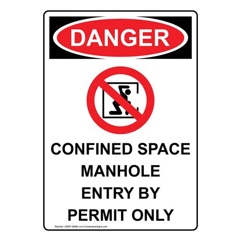 Vertical Confined Space Manhole Sign OSHA DANGER