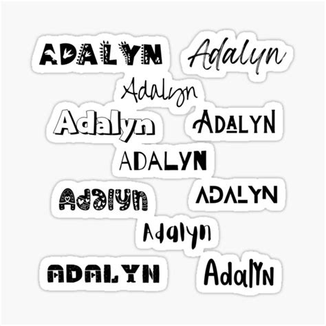 Adalyn In 10 Different Fonts Sticker By Magleen Redbubble