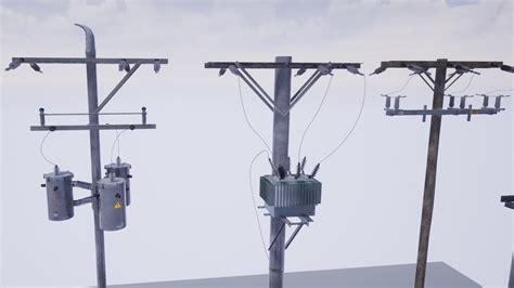 3D Model Utility Poles VR AR Low Poly CGTrader