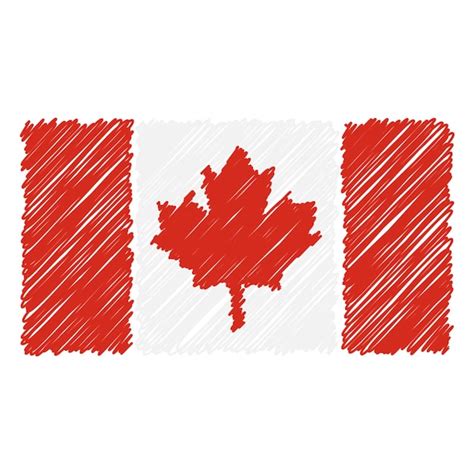 Hand getekende nationale vlag van Canada geïsoleerd op een witte