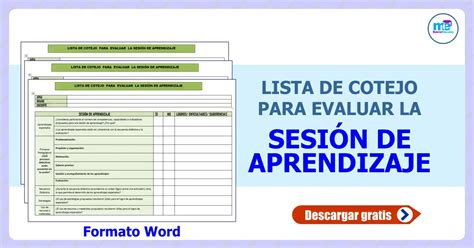 Lista De Cotejo Para Evaluar La Sesi N De Aprendizaje Hot Sex