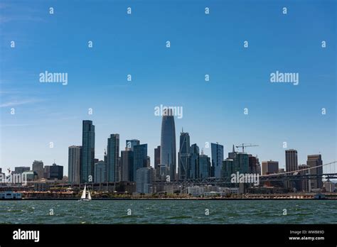 San Francisco City skyline from the inner bay area. California, USA ...