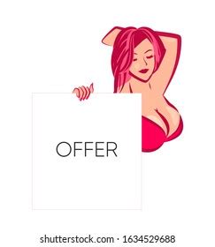 Nude Girl Swimsuit Holding Banner Copy Stock Vector Royalty Free 1624468945 Shutterstock