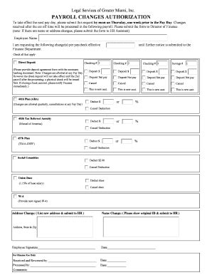 Fillable Online Lsgmi Payroll Changes Authorization Legal Services Of