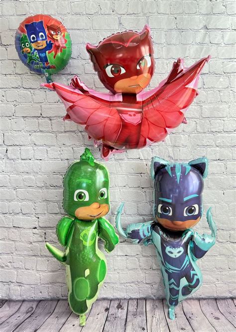 Pj Mask Party Giant Catboy Gekko And Owlette Birthday Balloons Etsy