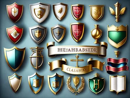 A Set Of Shields With Banners And Ribbons Image Design Id