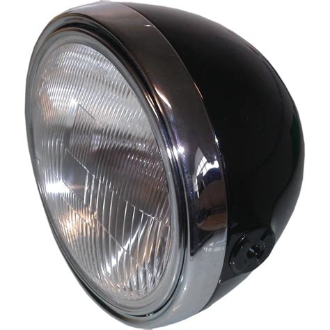 Aw Motorcycle Parts Headlight Round Black Complete British Style