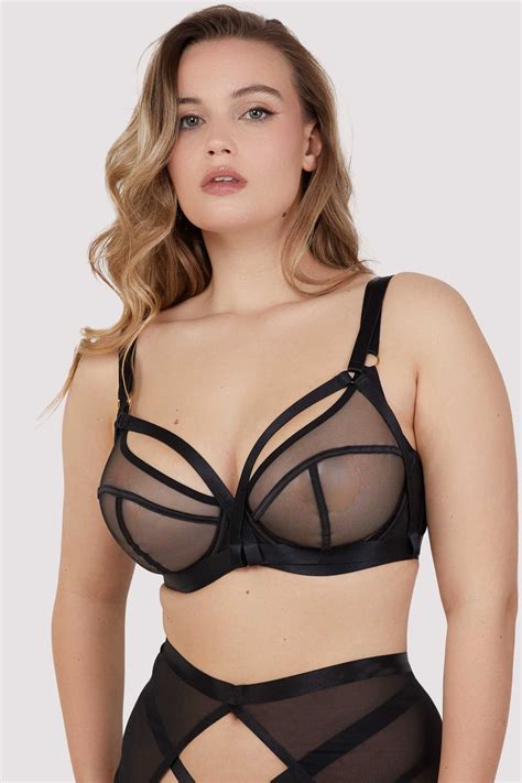 Playful Promises Regent Black Mesh Harness Balcony Bra Playful Promises Usa