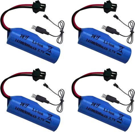 NAVESO 4 PCS 3 7V 800mah Batterie Au Lithium Avec Chargeur USB SM 2P